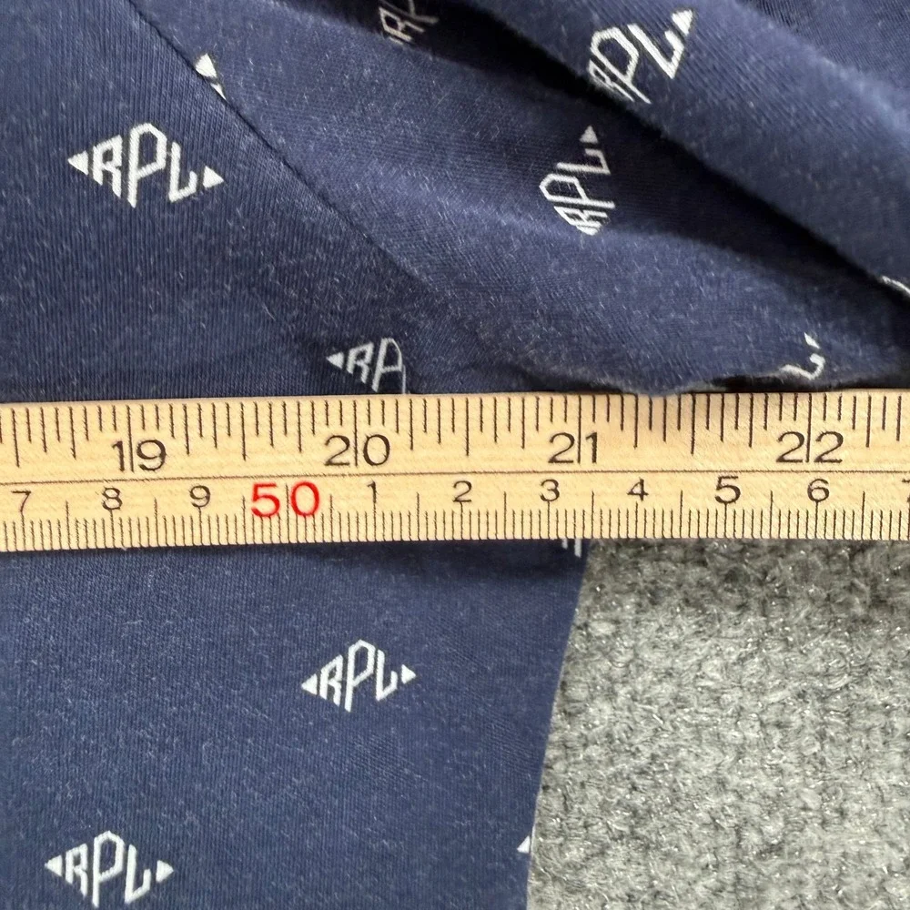 Polo Ralph Lauren Polo Shirt Men Medium Blue Monogram All Over Print Classic Fit